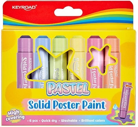 Pinturas témpera sólidas en barra KEYROAD Pastel – set de 6 unidades