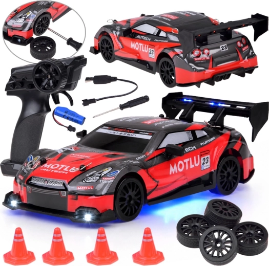 Coche deportivo RC teledirigido 4x4 con drift 1:24