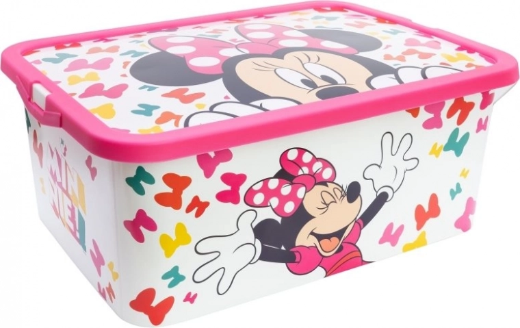 Caja de almacenamiento de plástico 13 l MINNIE con tapa