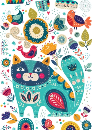 Puzzle de gato y pájaros de 1000 piezas