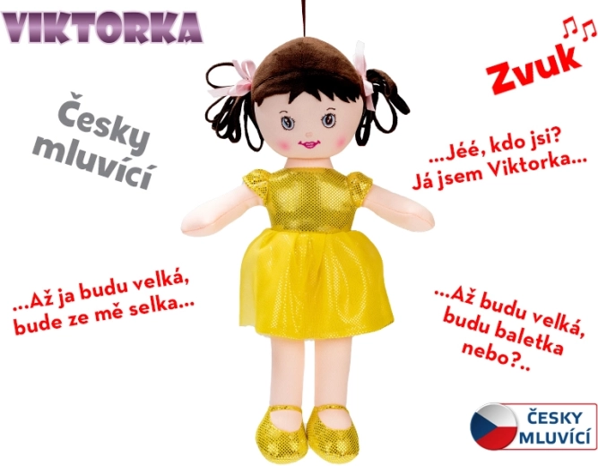 Muñeca de tela que habla y canta Viktorka 32 cm