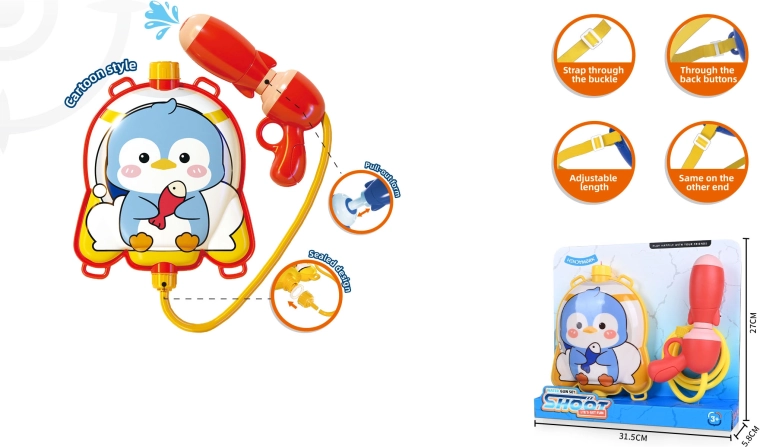 Pistola de agua con depósito tipo mochila Pingüino