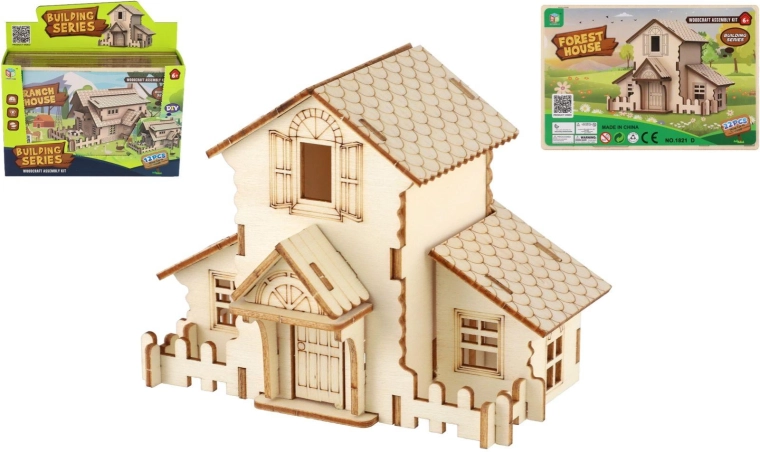 Casa de rompecabezas 3D de madera: kit creativo de construcción sin pegamento