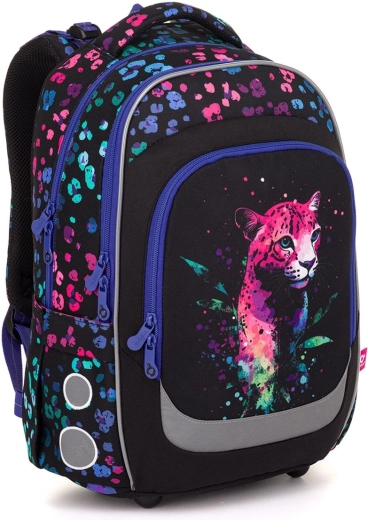 Mochila escolar Topgal Lori con leopardo neón