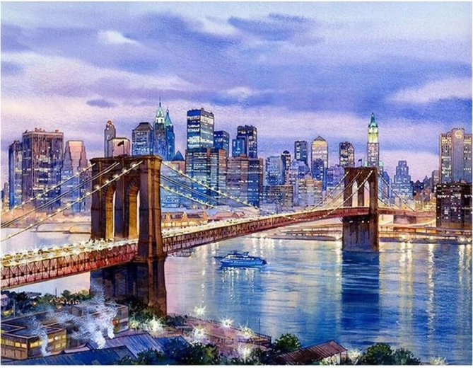 Pintura de diamantes Nueva York – Puente de Brooklyn 30 × 40 cm
