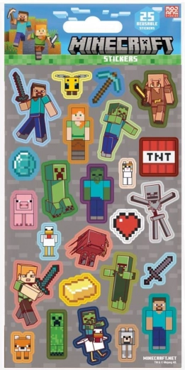 Pegatinas Minecraft grises 25 uds