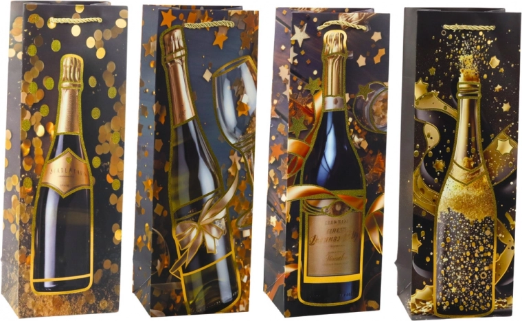 Bolsa de regalo de papel para botella de champán 35 × 12 × 9 cm