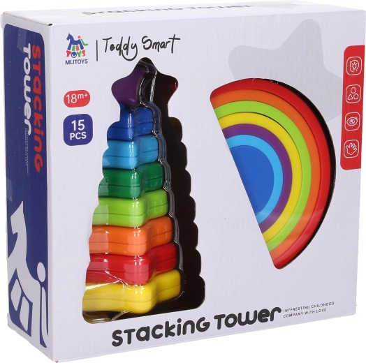 Torre apilable con arcoíris