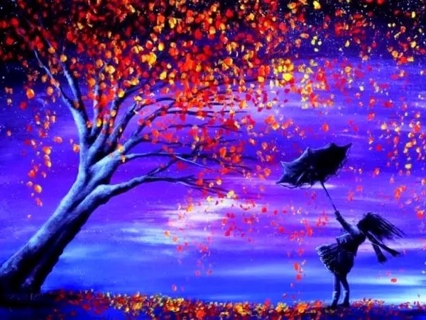 Pintura de diamantes Árbol mágico con niña 30 × 40 cm