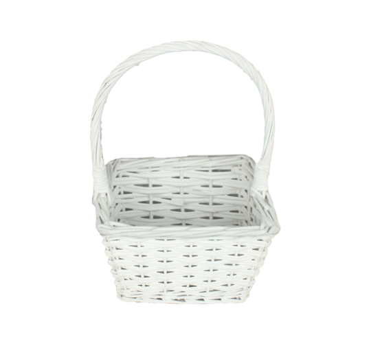 Cesta de mimbre blanca con asa 24 × 24 × 14/35 cm