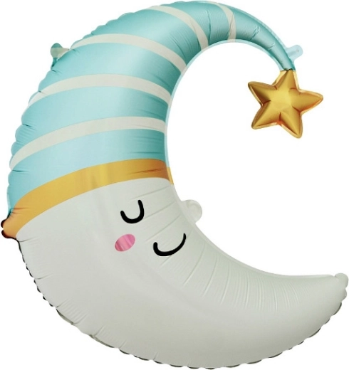 Globo de foil Luna con gorro azul 56 × 68 cm