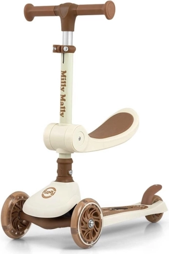 Patinete infantil de tres ruedas con asiento FUZZY Classic – beige
