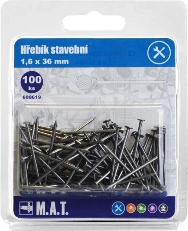 clavos de construcción 36 × 1,6 mm, 100 uds