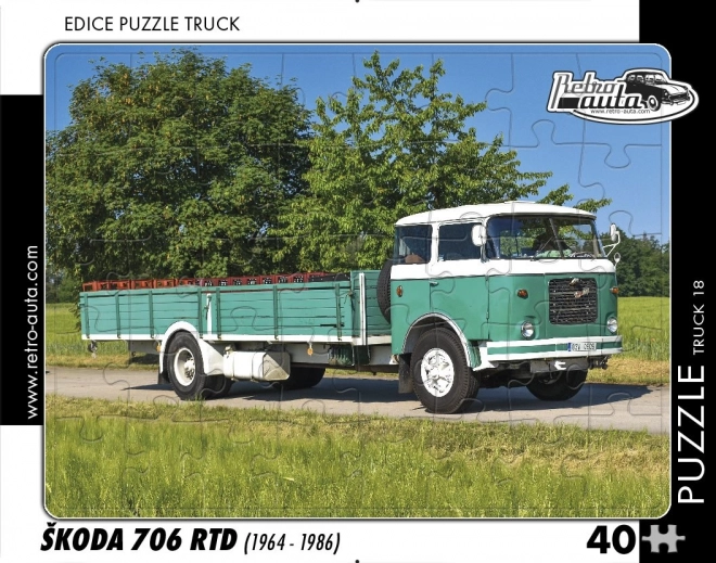 Puzzle Coches retro Škoda 706 RTD – camión, 40 piezas