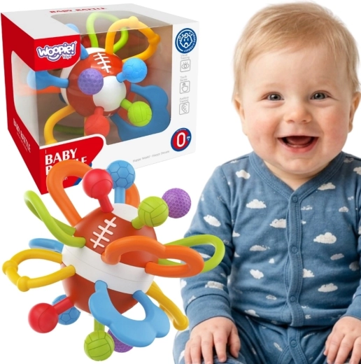 Woopie baby sonajero sensorial y mordedor en forma de pelota para bebés 0+