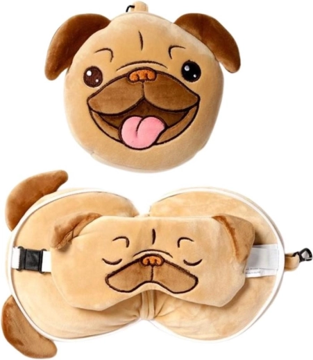 Almohada de viaje y antifaz para ojos Pug Puckator - 1 pieza