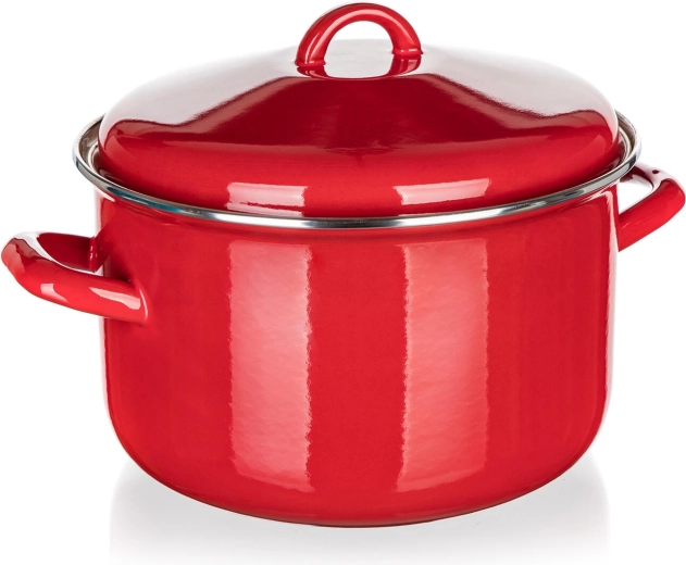 Olla esmaltada con tapa 24 cm 5,9 l Milton roja