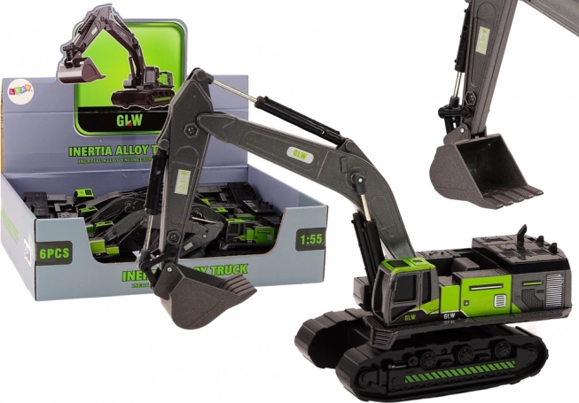 Excavadora de orugas metálica 1:55 negro-verde
