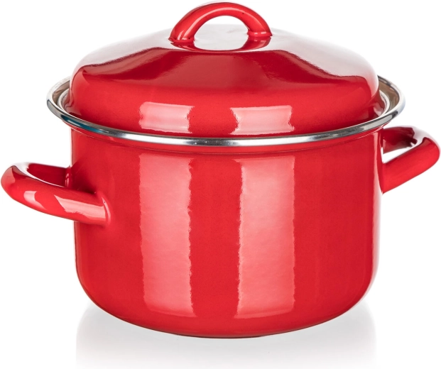 Olla esmaltada con tapa 2 l, 16 cm, Milton, roja