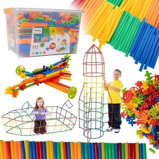 Juego de construcción creativo con pajitas, 1200 piezas