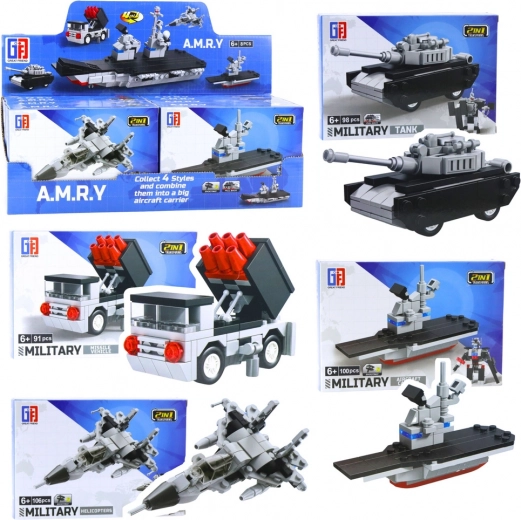 Kit de construcción 2 en 1: vehículos militares y robot