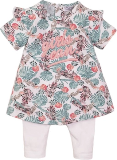 Dirkje set de vestido de dos piezas para niños blanco y multicolor tropical