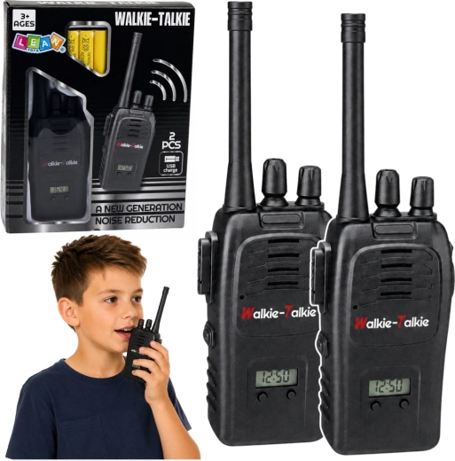 Walkie talkies infantiles con carga USB, reducción de ruido y alcance de 200 m (2 uds)