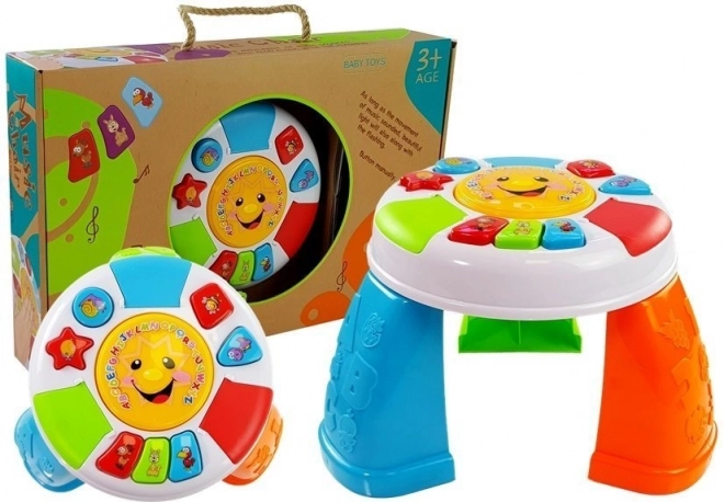 Mesa educativa interactiva para niños pequeños: formas, colores y sonidos