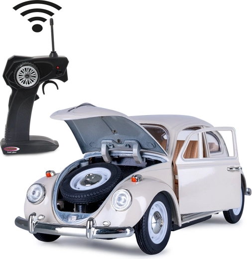 Modelo metálico RC Volkswagen Beetle Jamara a escala 1:18, blanco crema