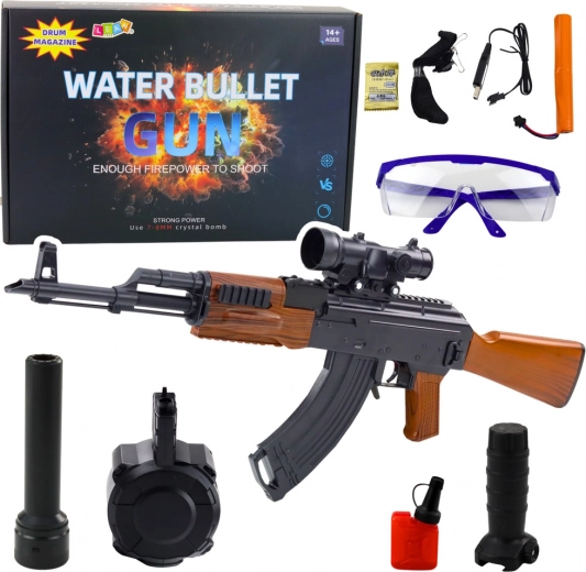 Carabina de bolas de agua con accesorios y gafas protectoras