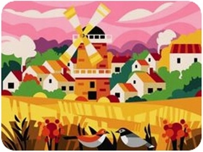 Norimpex Pintura por números Pueblo con molino de viento 40 × 50 cm