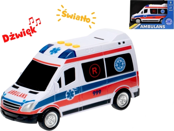 Coche ambulancia con diseño polaco – fricción, luz y sonido