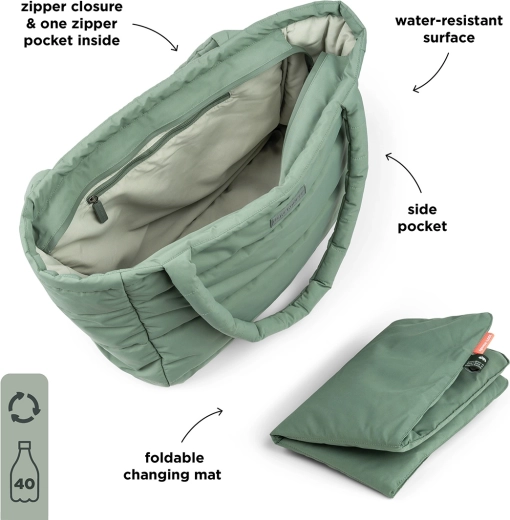 Done by Deer bolso cambiador grande acolchado verde