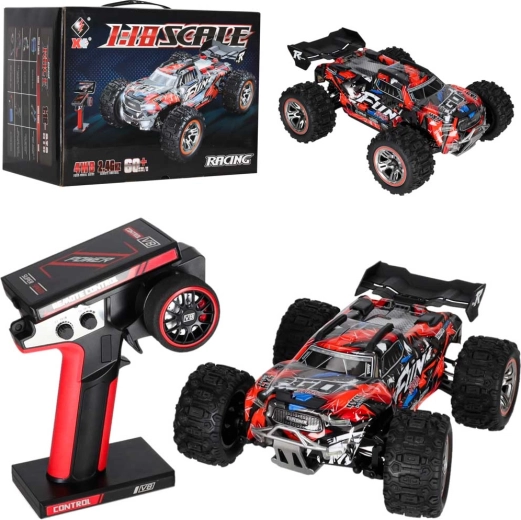 Coche todoterreno RC WLToys 184008 1:18 4WD con motor sin escobillas e iluminación LED