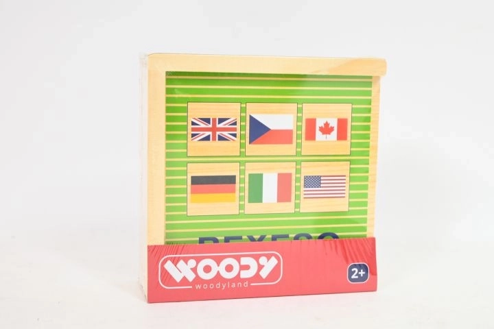 Woody juego de memoria de madera con banderas de países - 44 piezas