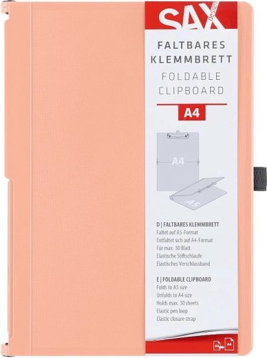 Carpeta portapapeles plegable con clip SAX A4 color salmón