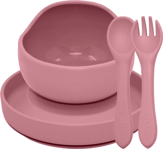 Petite&Mars set de alimentación de silicona Take&Match 3 piezas dusty pink 6m+