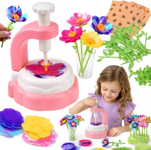 Kit creativo DIY para fabricar flores de tela con prensa, jarrón y accesorios