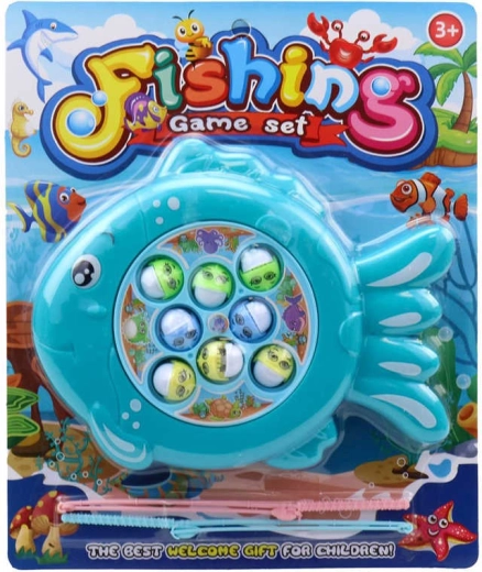 Juego infantil de pesca "pequeño pescador" a pilas con estanque giratorio y 2 cañas