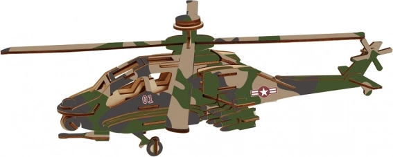 Woodcraft rompecabezas 3D de madera helicóptero de combate APACHE