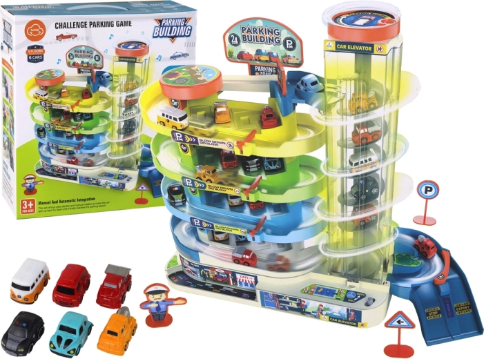 Conjunto de aparcamiento interactivo de varios niveles para cochecitos con luces y sonidos