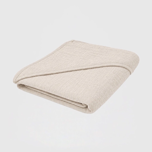 Toalla infantil de muselina con capucha New Baby 90 × 90 cm linen