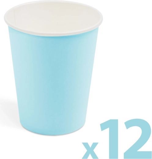 Vasos de papel azules de 250 ml, 12 unidades