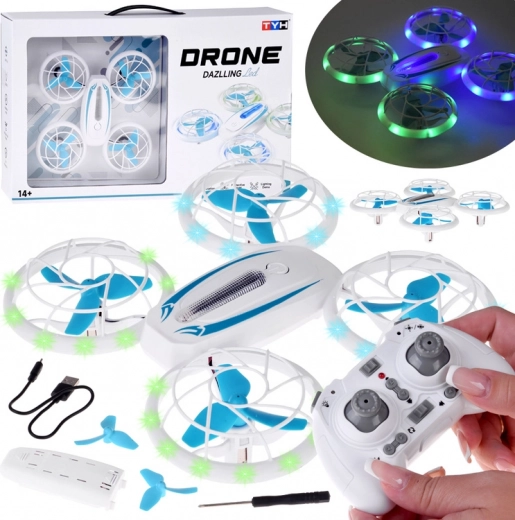 Mini dron LED con protección de hélices y acrobacias con control remoto