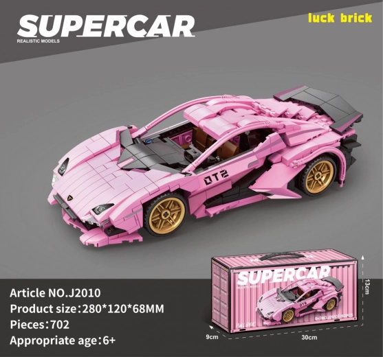 Kit de construcción coche deportivo rosa de 702 piezas