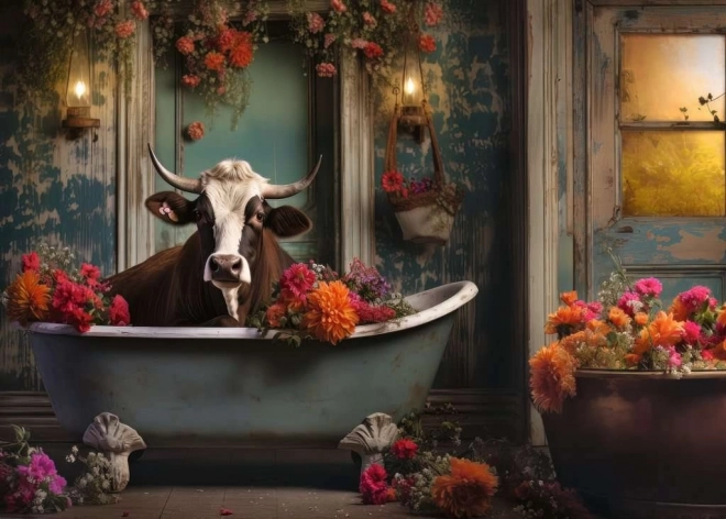 Puzzle de 1000 piezas – vaca en la bañera RAVENSBURGER