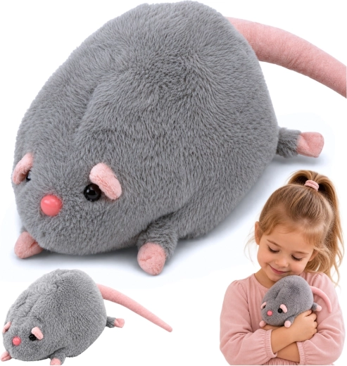 Ratón de peluche gris con cola larga 40 cm - 1 pieza