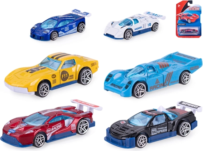 Coche de carreras metálico de 8 cm con rueda libre