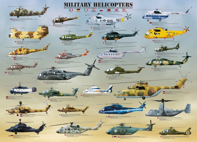 Puzzle de helicópteros militares XL 500 piezas EUROGRAPHICS