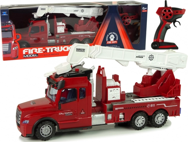 Coche de bomberos RC con grúa 2,4 GHz con luces y sonidos – rojo